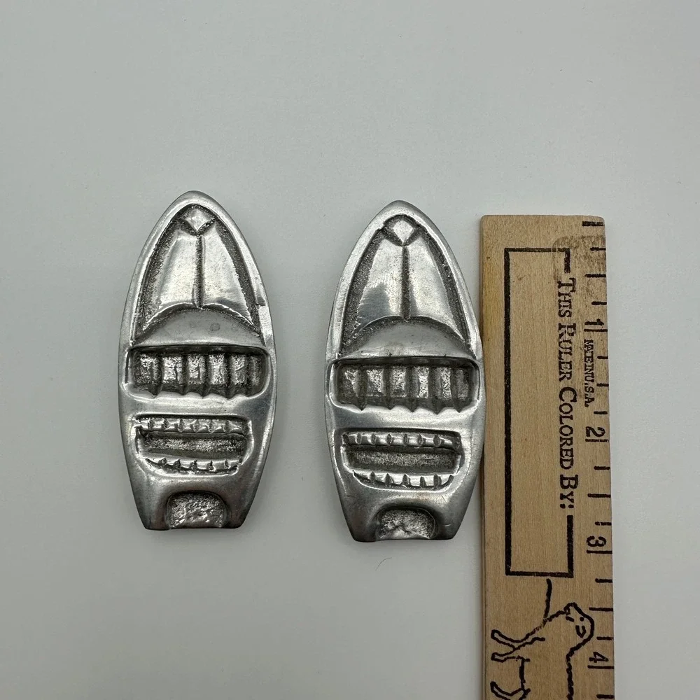 Vintage Cast Metal Boat Napkin Weights 2 Set Silver Tone Nautical Decor 3.25in